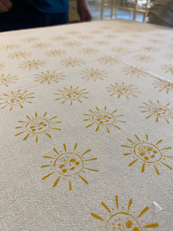 Sun Kitchen Towel, Handprinted Kitchen Towel