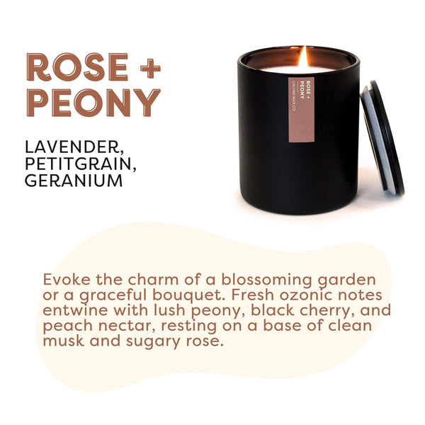 Calyan Wax Co. - Rose + Peony - Matte Black Tumbler Soy Candle