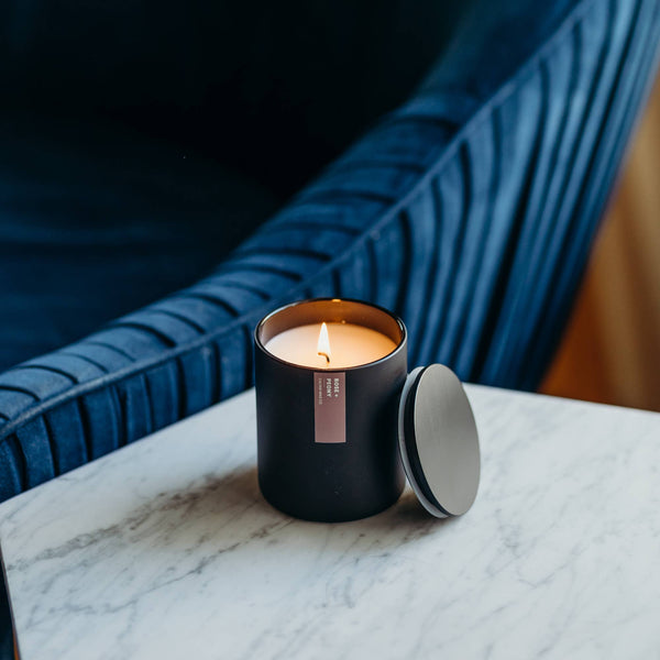 Calyan Wax Co. - Rose + Peony - Matte Black Tumbler Soy Candle