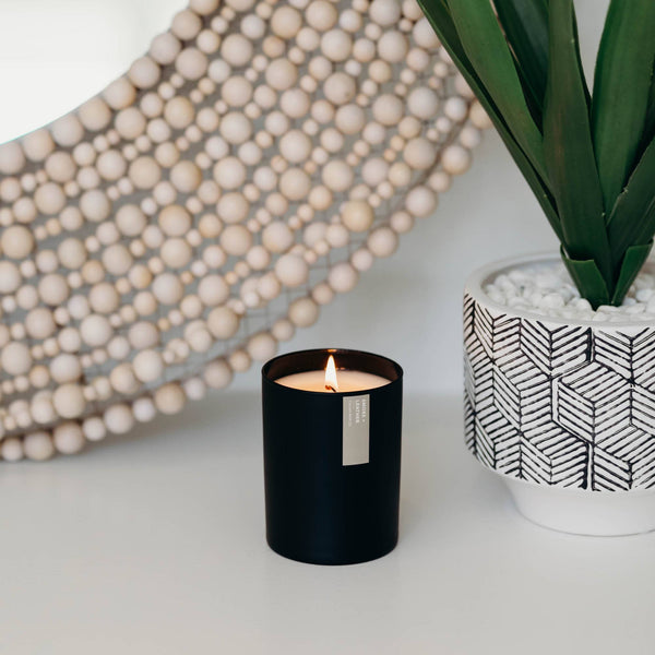 Calyan Wax Co. - Smoke + Leather - Matte Black Tumbler Soy Candle