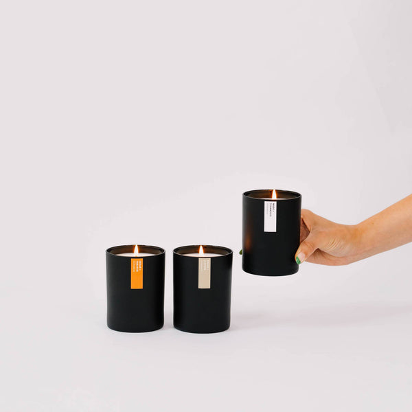 Calyan Wax Co. - Smoke + Leather - Matte Black Tumbler Soy Candle