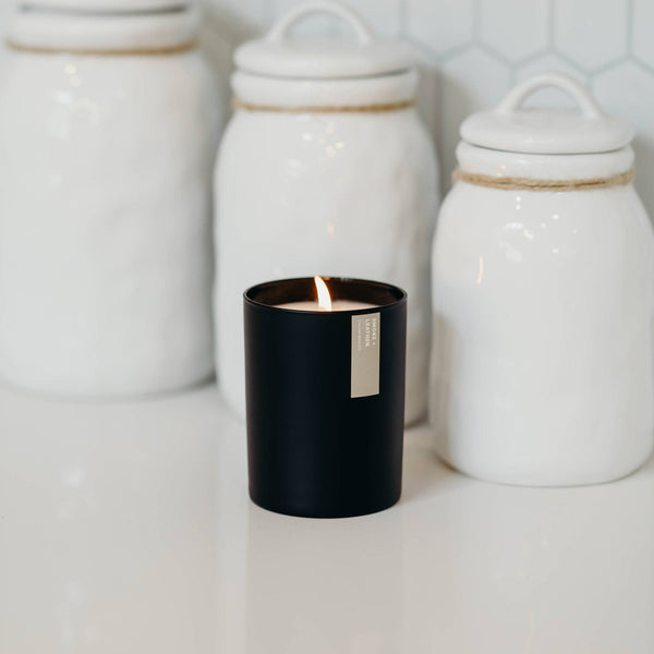 Calyan Wax Co. - Smoke + Leather - Matte Black Tumbler Soy Candle