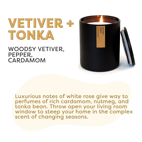 Calyan Wax Co. - Vetiver + Tonka - Matte Black Tumbler Soy Candle