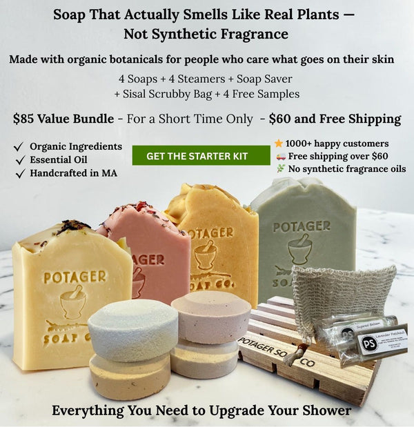 Soap That Actually Smells Like Real Plants — Not Synthetic Fragrance | Upgrade Your Shower | 4 Organic Soaps + 4 Steamers + Cedar Soap Saver + Sisal Scrub Bag + 4 Free Samples $85 Value for $60 (Save $25) 🌿 Turn Your Shower into a Botanical Spa