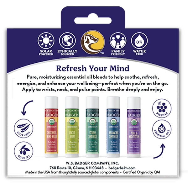 Badger Aromatherapy Travel Set, Organic Essential Oil Balms