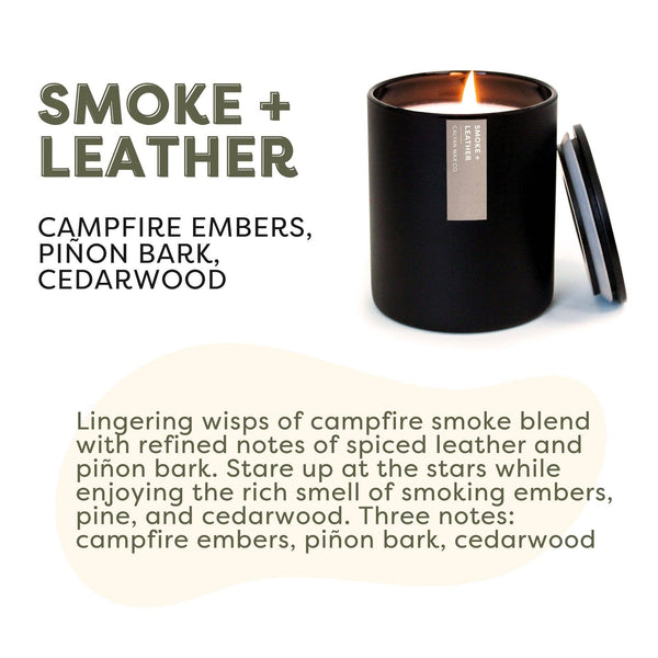 Calyan Wax Co. - Smoke + Leather - Matte Black Tumbler Soy Candle