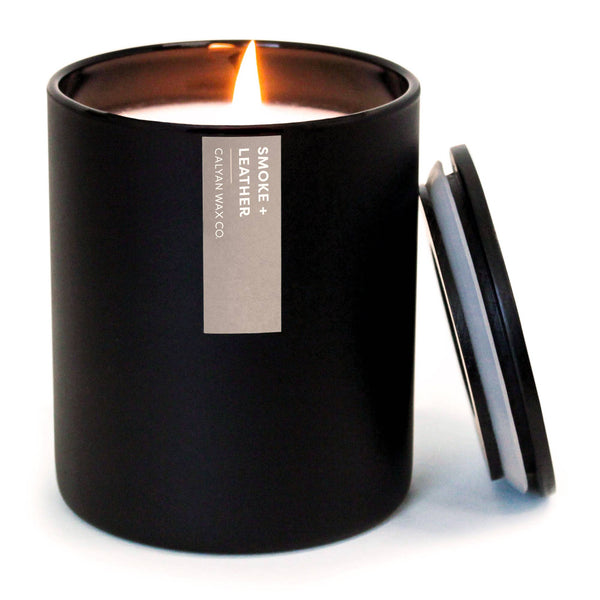 Calyan Wax Co. - Smoke + Leather - Matte Black Tumbler Soy Candle